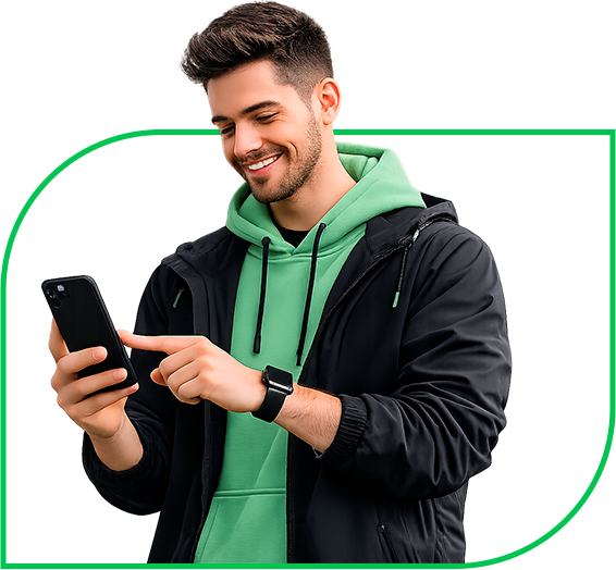 Usuário pagando pelo celular